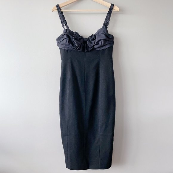 Moschino Cheap & Chic Midi length black dress 100% virgin wool women's s… - Picture 1 of 14